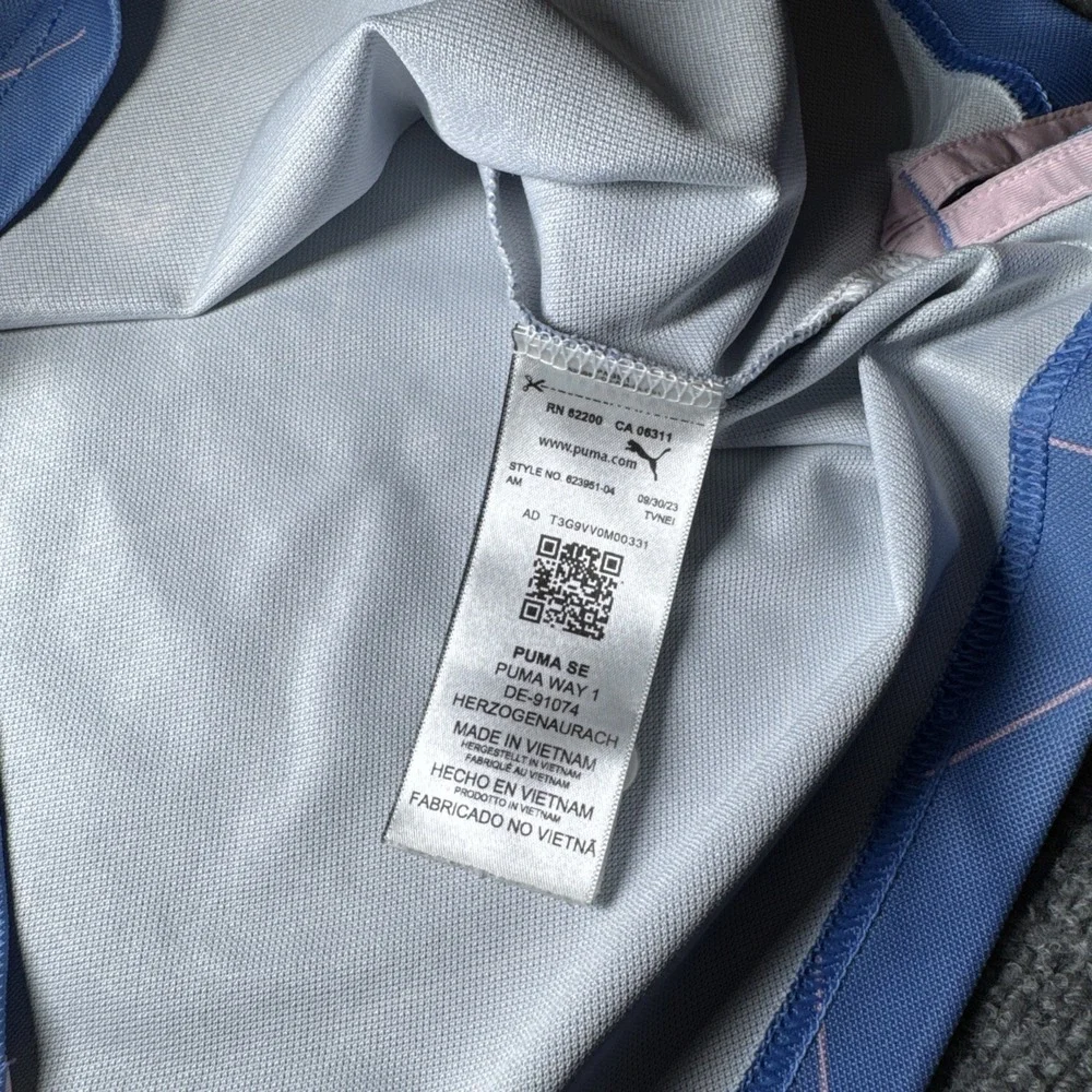 Puma x Arnold Palmer Geo Polo Shirt Mens Sz L Blue Golf Big Cedar National Final